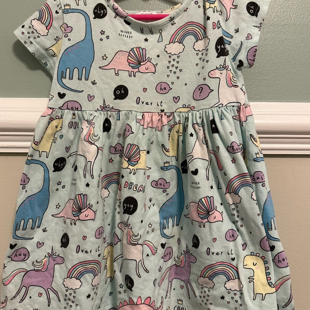 Kids Dinosaur and Unicorn Print Dress by Next